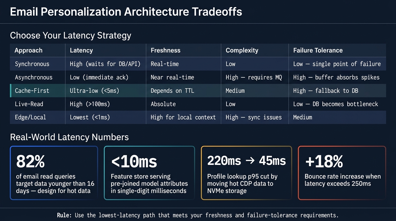 Email Personalization Latency: Architecture Tradeoffs at a Glance