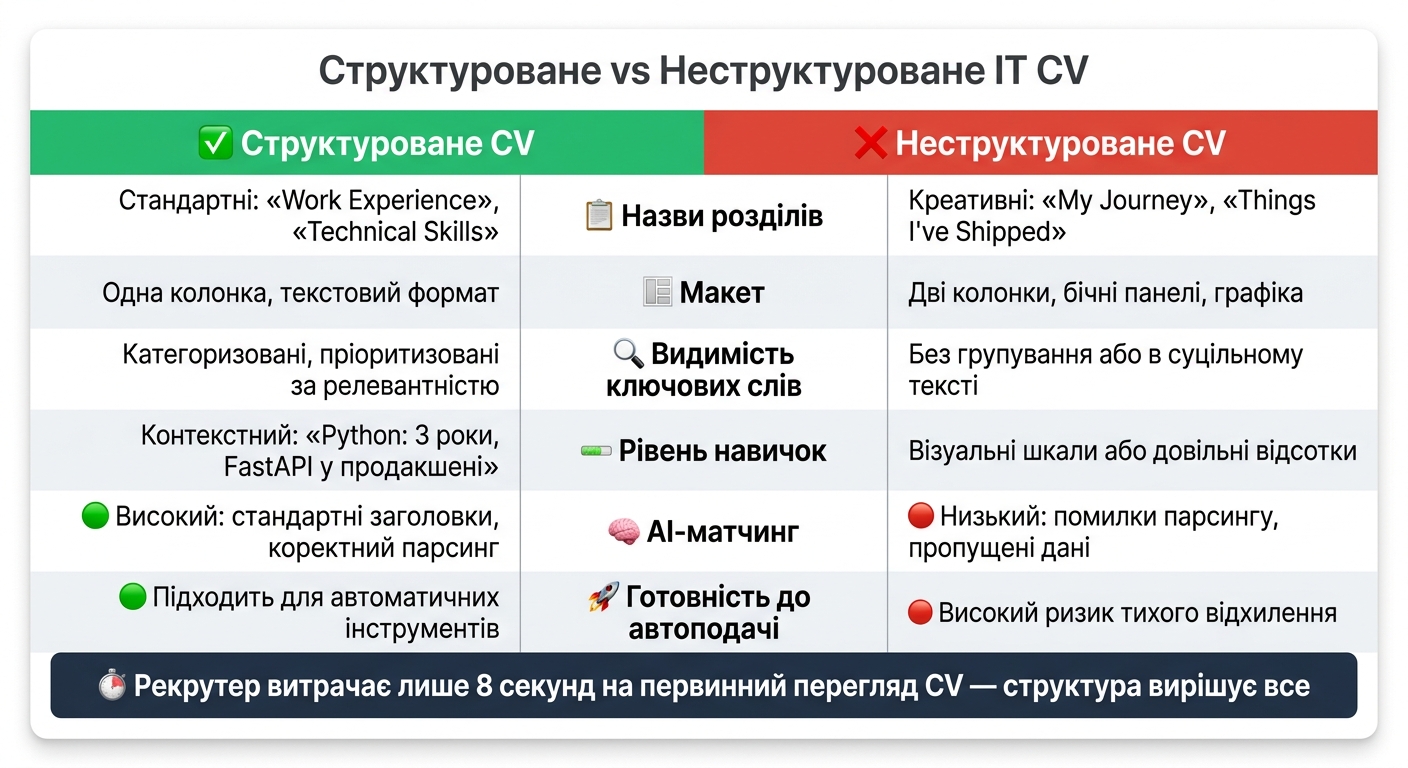 Структуроване vs Неструктуроване IT CV: Повне Порівняння