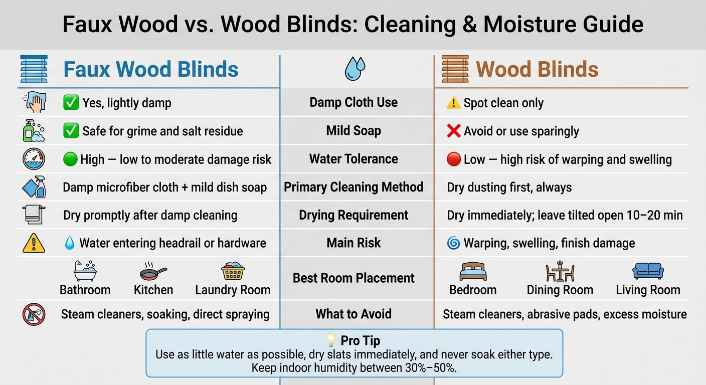 Faux Wood vs Wood Blinds: Cleaning & Moisture Guide