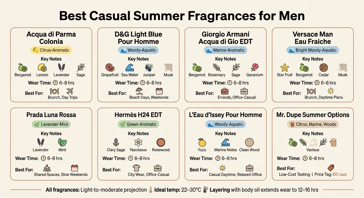 Best Casual Summer Fragrances for Men: Quick Comparison Guide