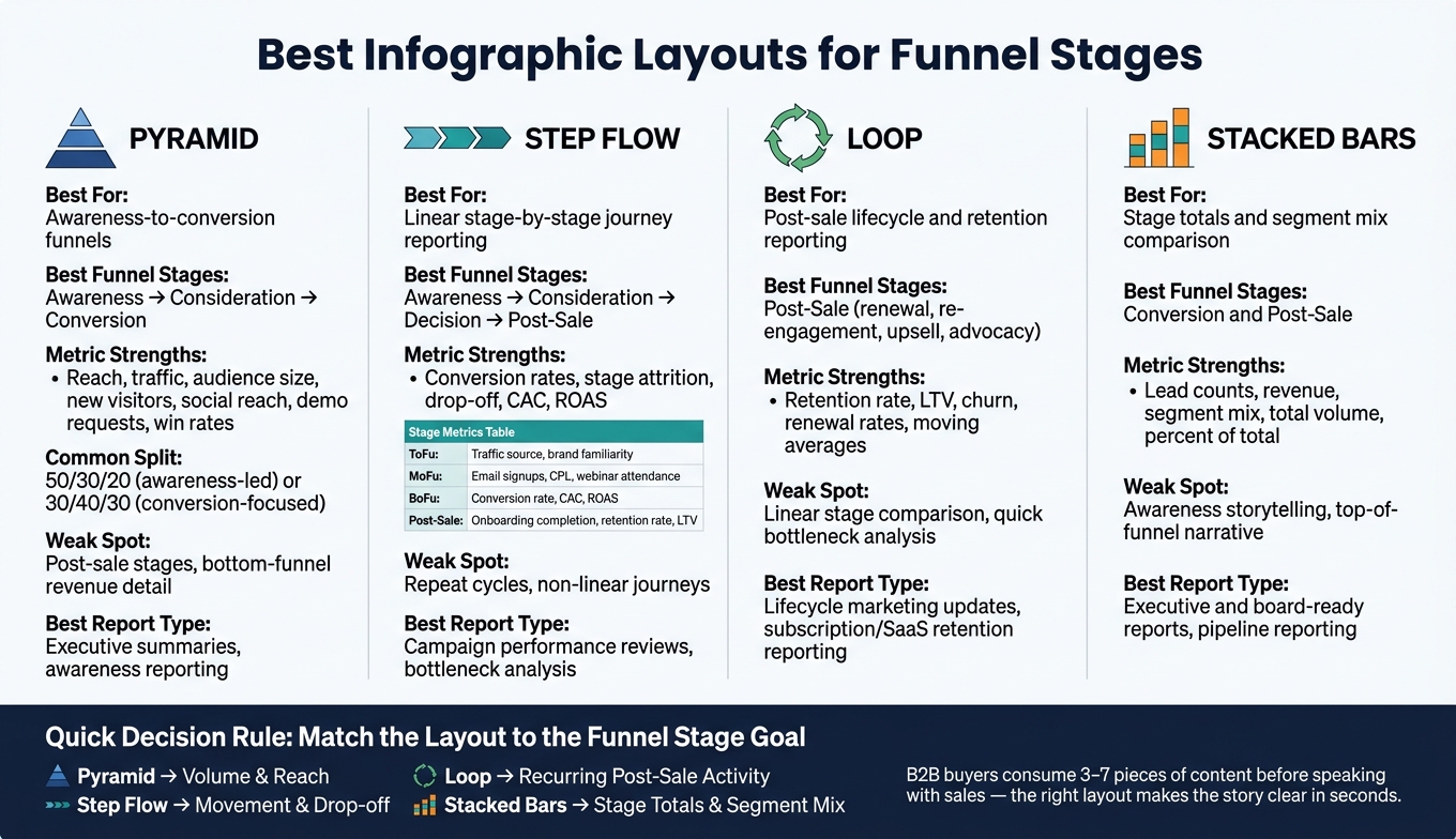 Funnel Stage Infographic Layouts: Which One to Use & When