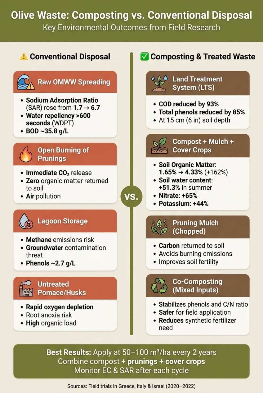 Composting vs. Conventional Olive Waste Disposal: Environmental Impact Compared