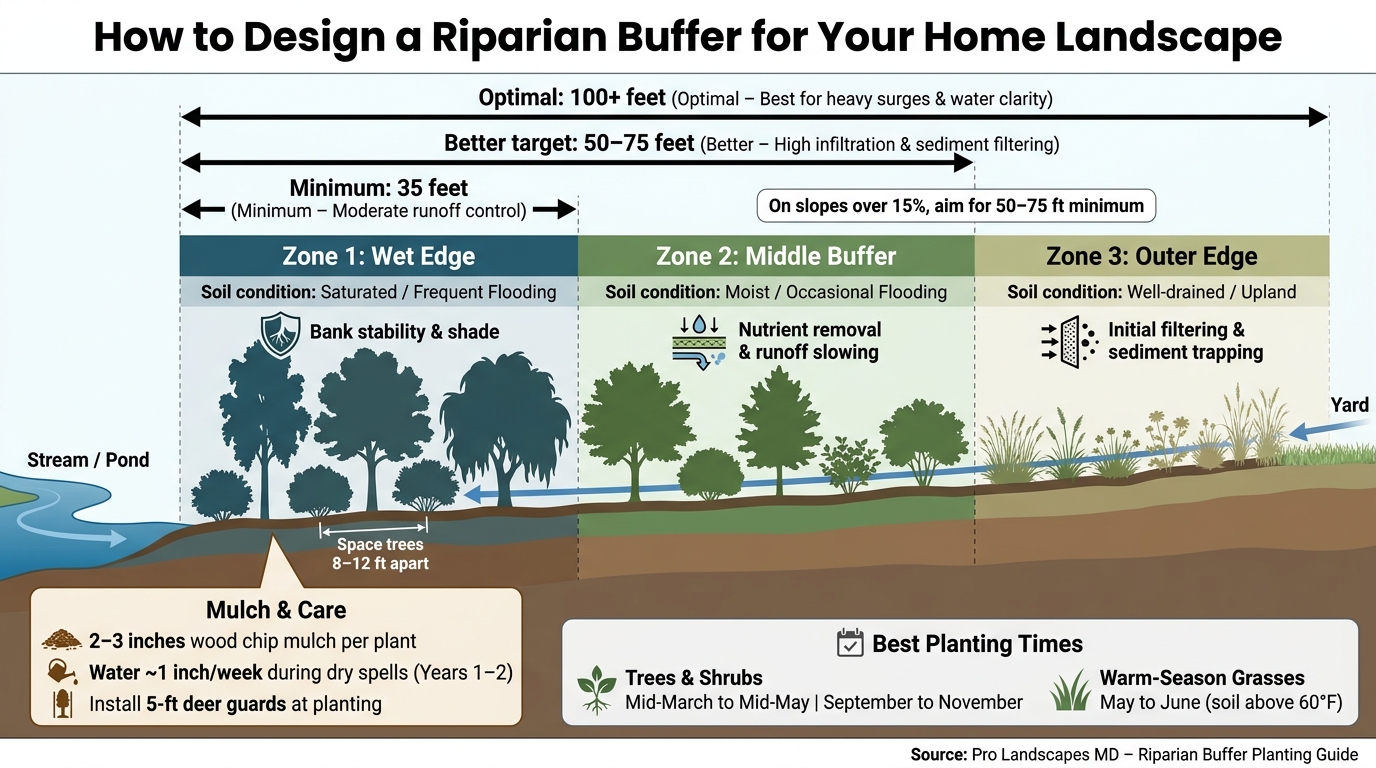 Riparian Buffer Planting Zones: Layout, Width & Plant Guide