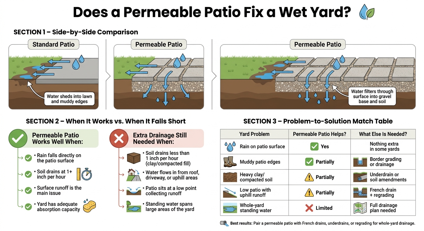 Permeable Patio vs. Standard Patio: Wet Yard Drainage Comparison