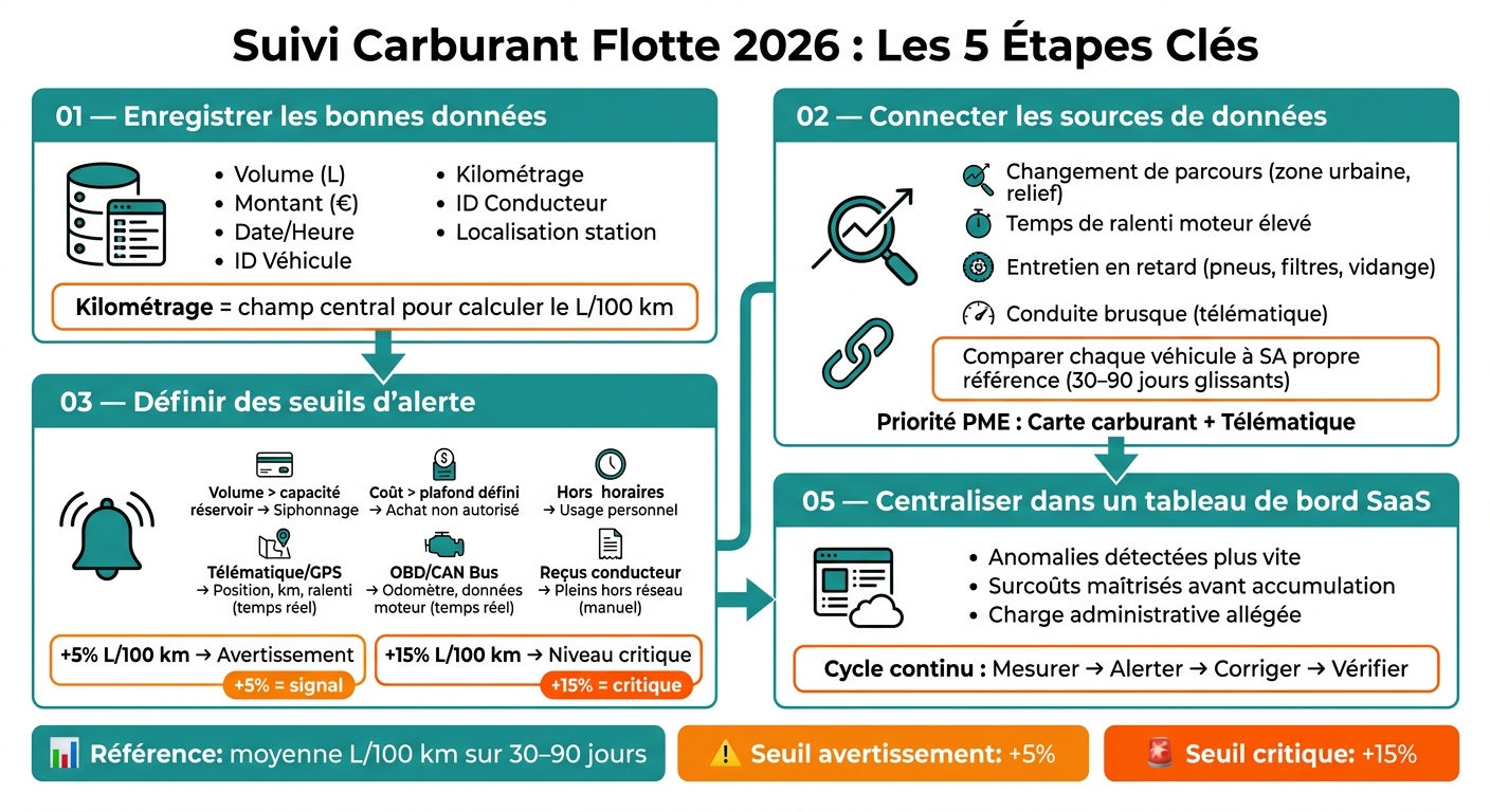 Suivi Carburant Flotte 2026 : Les 5 Étapes Clés
