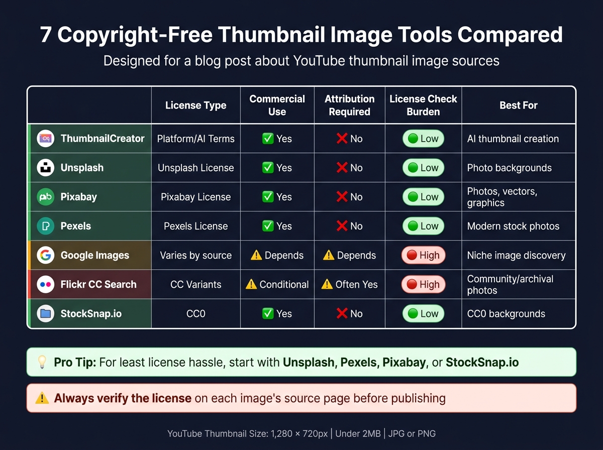 7 Copyright-Free Thumbnail Image Tools Compared