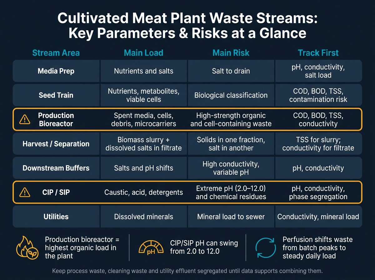 Cultivated Meat Plant Waste Streams: Key Parameters & Risks at a Glance