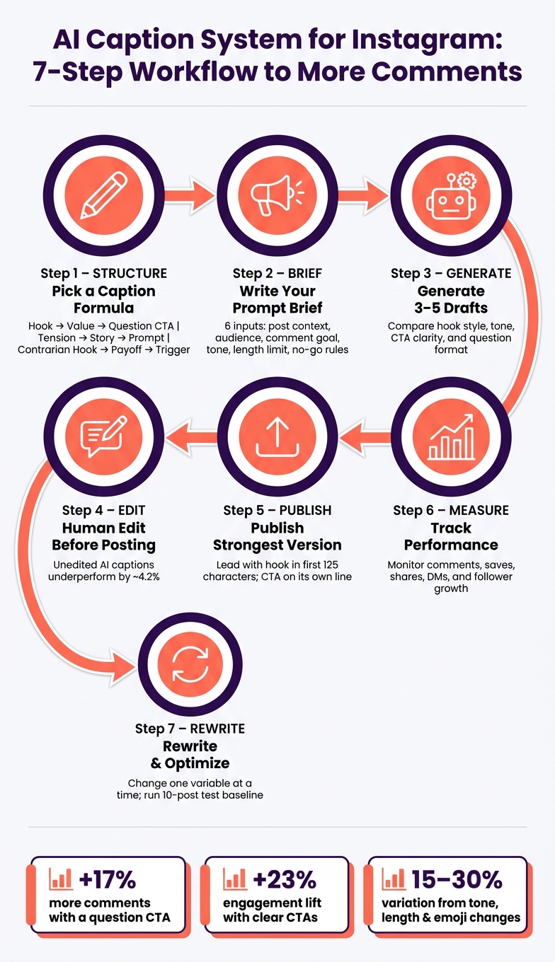 AI Caption System for Instagram: 7-Step Workflow to More Comments