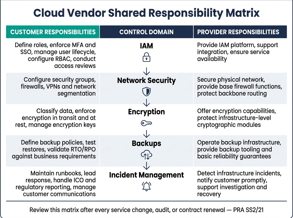 Cloud Vendor Shared Responsibility Matrix: Customer vs Provider Controls