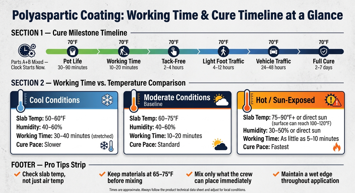 Polyaspartic Coating Cure Timeline & Working Time By Temperature