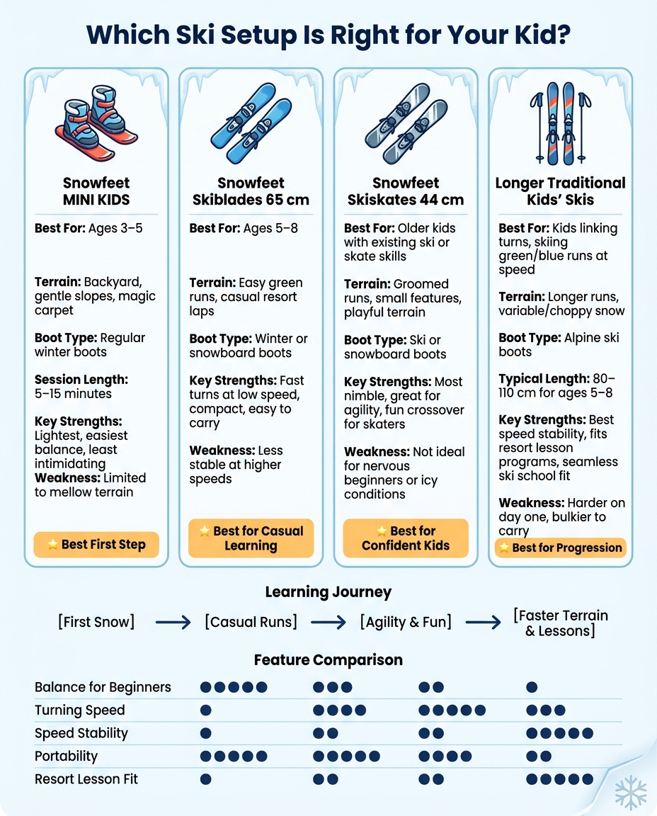 Kids' Ski Gear Comparison by Age & Skill Level