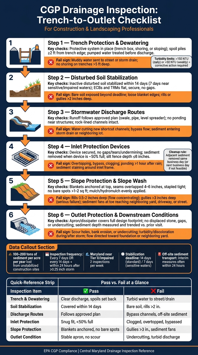 CGP Drainage Inspection Checklist: Trench to Outlet