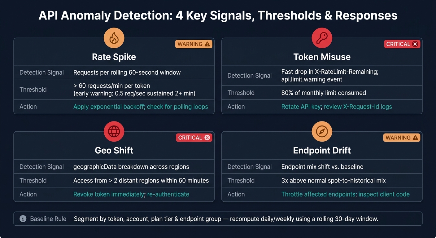 API Anomaly Detection: 4 Key Signals, Thresholds & Responses