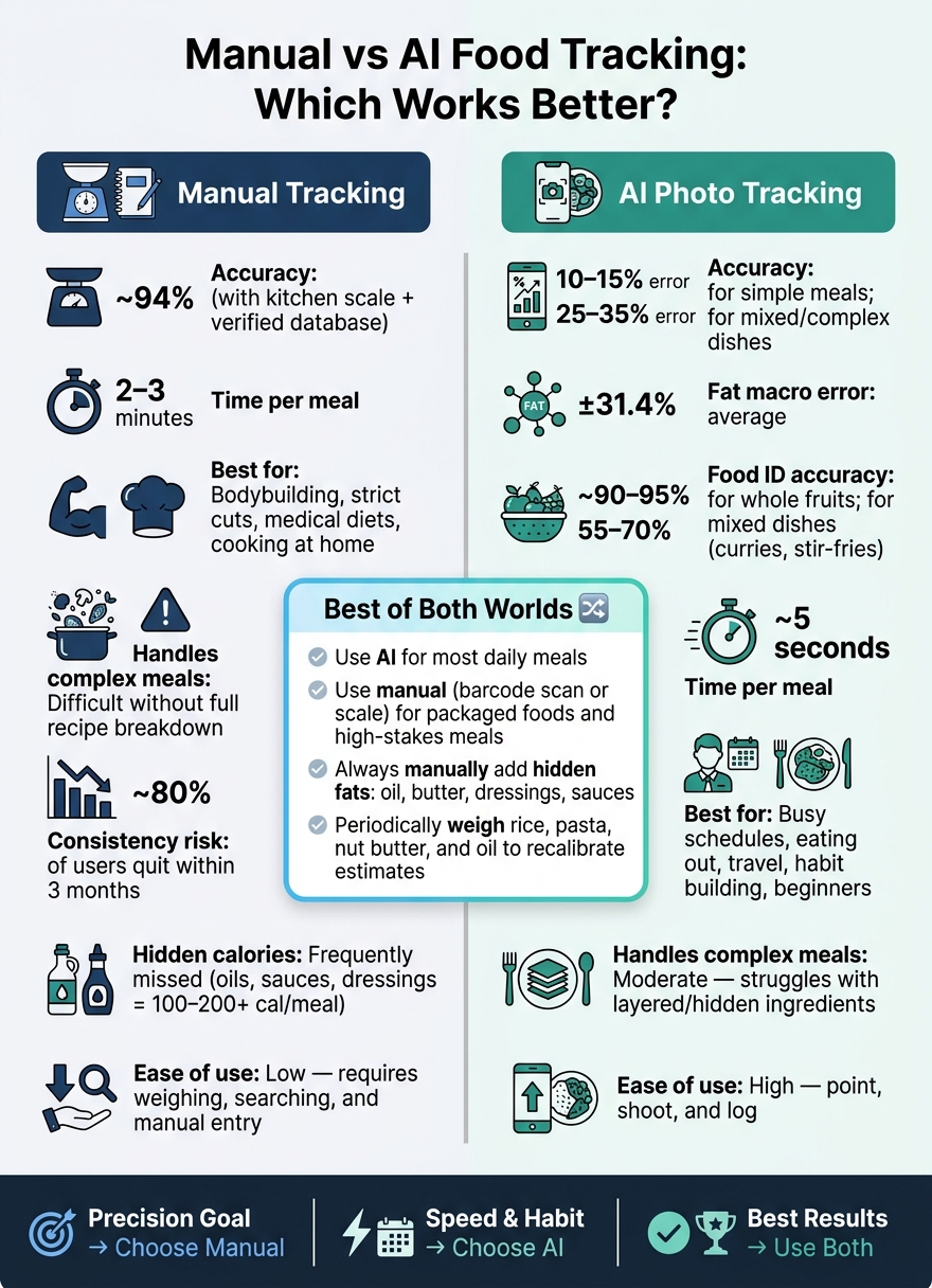 Manual vs AI Food Tracking: Accuracy, Speed & Consistency Compared