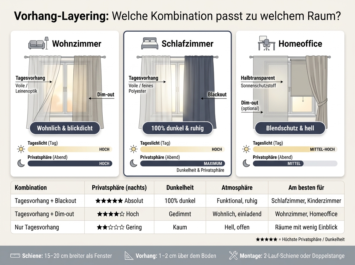 Vorhang-Layering: Welche Kombination passt zu welchem Raum?