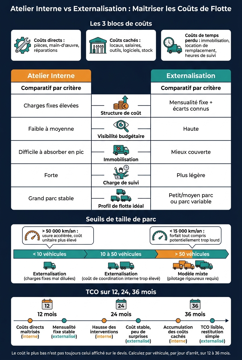 Atelier interne vs Externalisation : comparatif des coûts de flotte