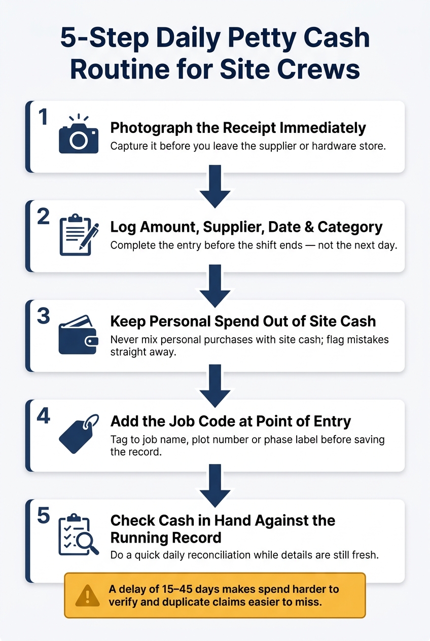5-Step Daily Petty Cash Routine for Site Crews