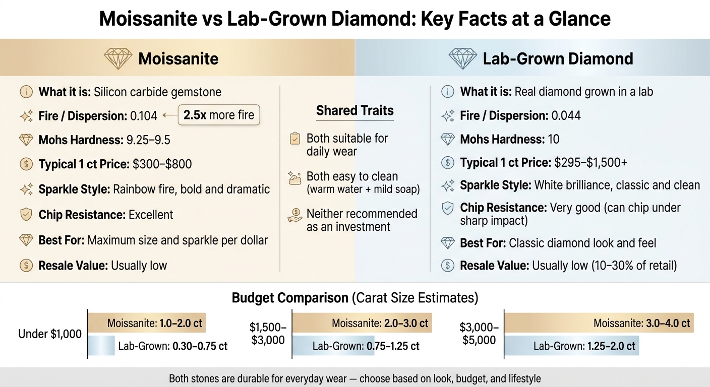 Moissanite vs Lab-Grown Diamond: Key Facts at a Glance