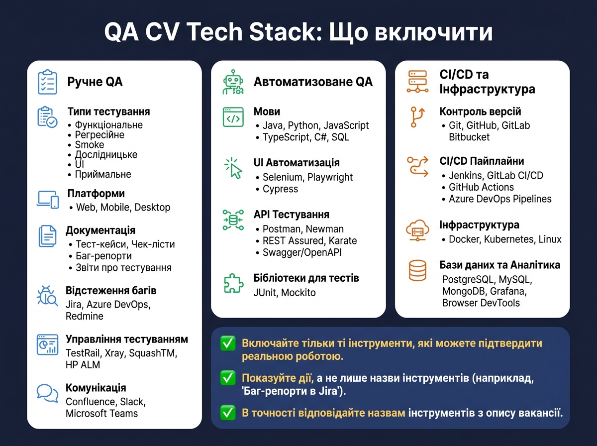 QA CV Tech Stack: Manual vs Automation vs CI/CD