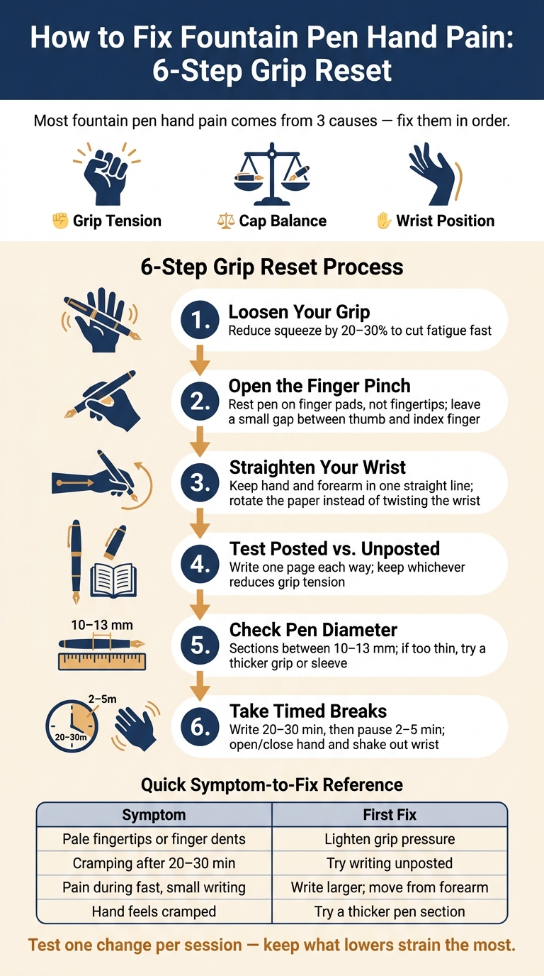 How to Fix Fountain Pen Hand Pain: 6-Step Grip Reset