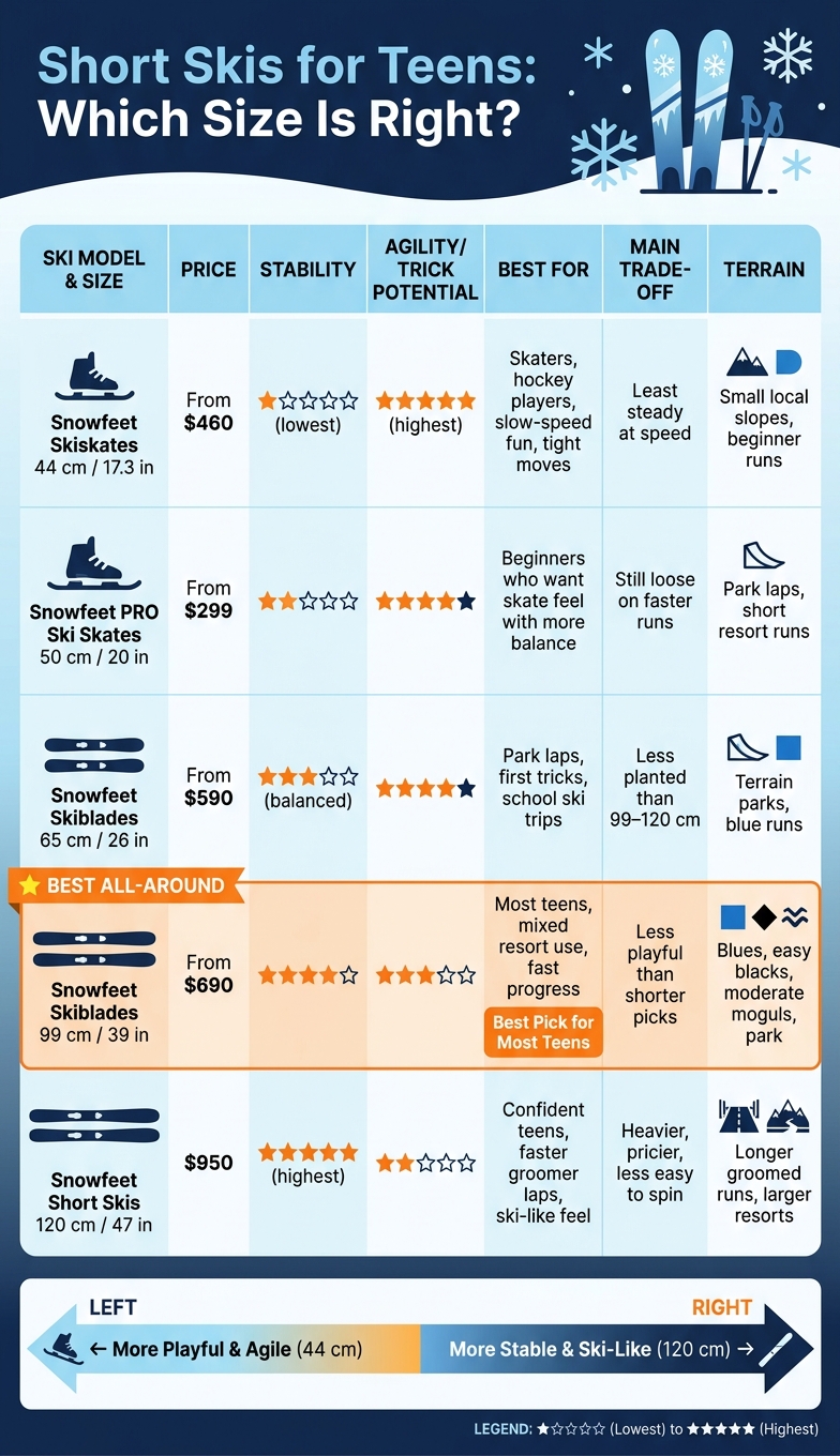 Short Skis for Teens: Size vs. Performance Comparison Guide