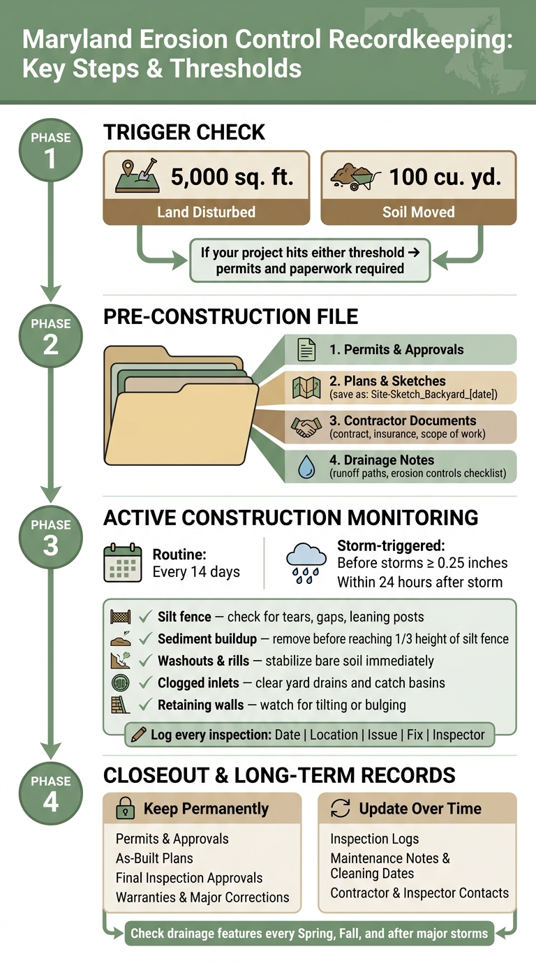 Maryland Erosion Control Recordkeeping: Key Steps & Thresholds