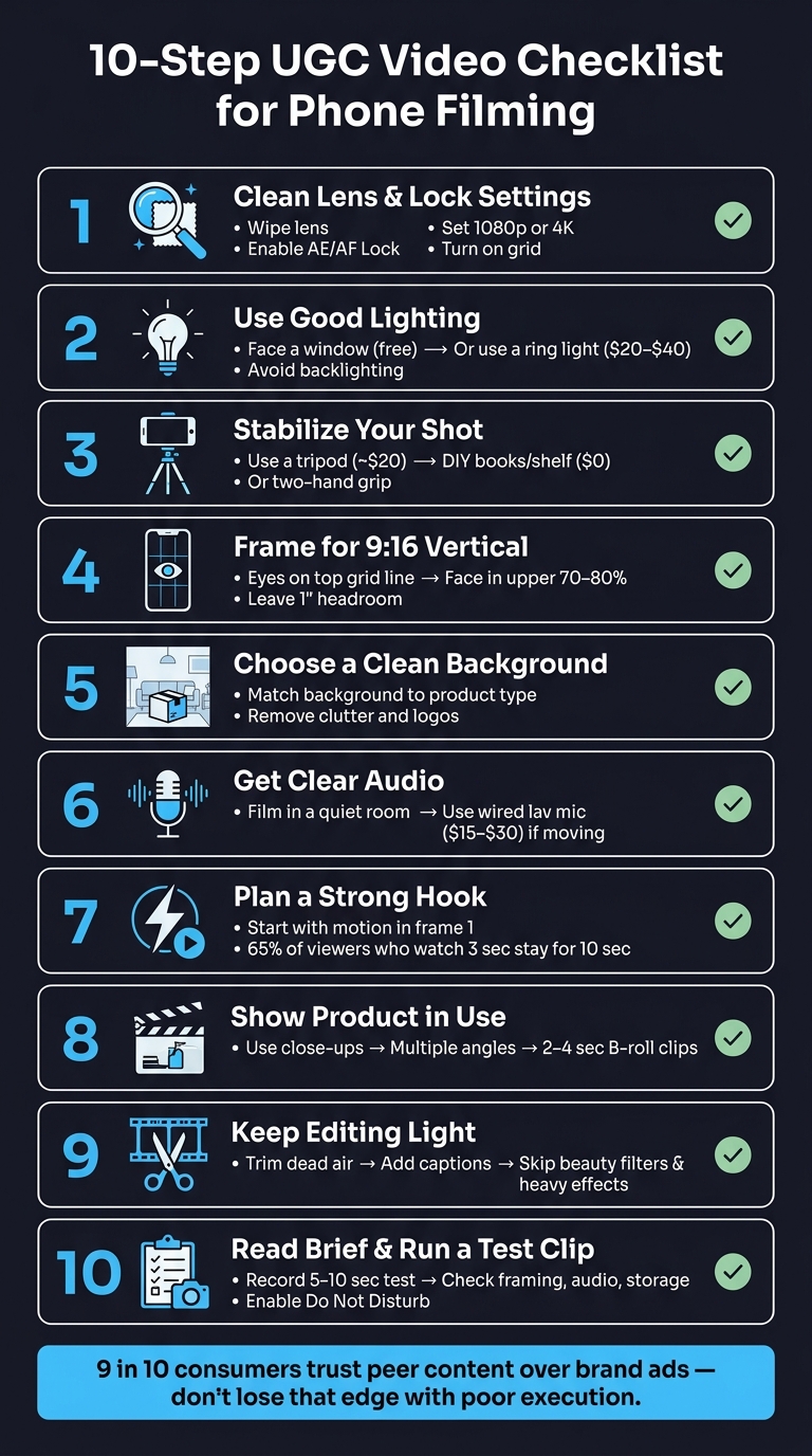 10-Step UGC Video Checklist for Phone Filming