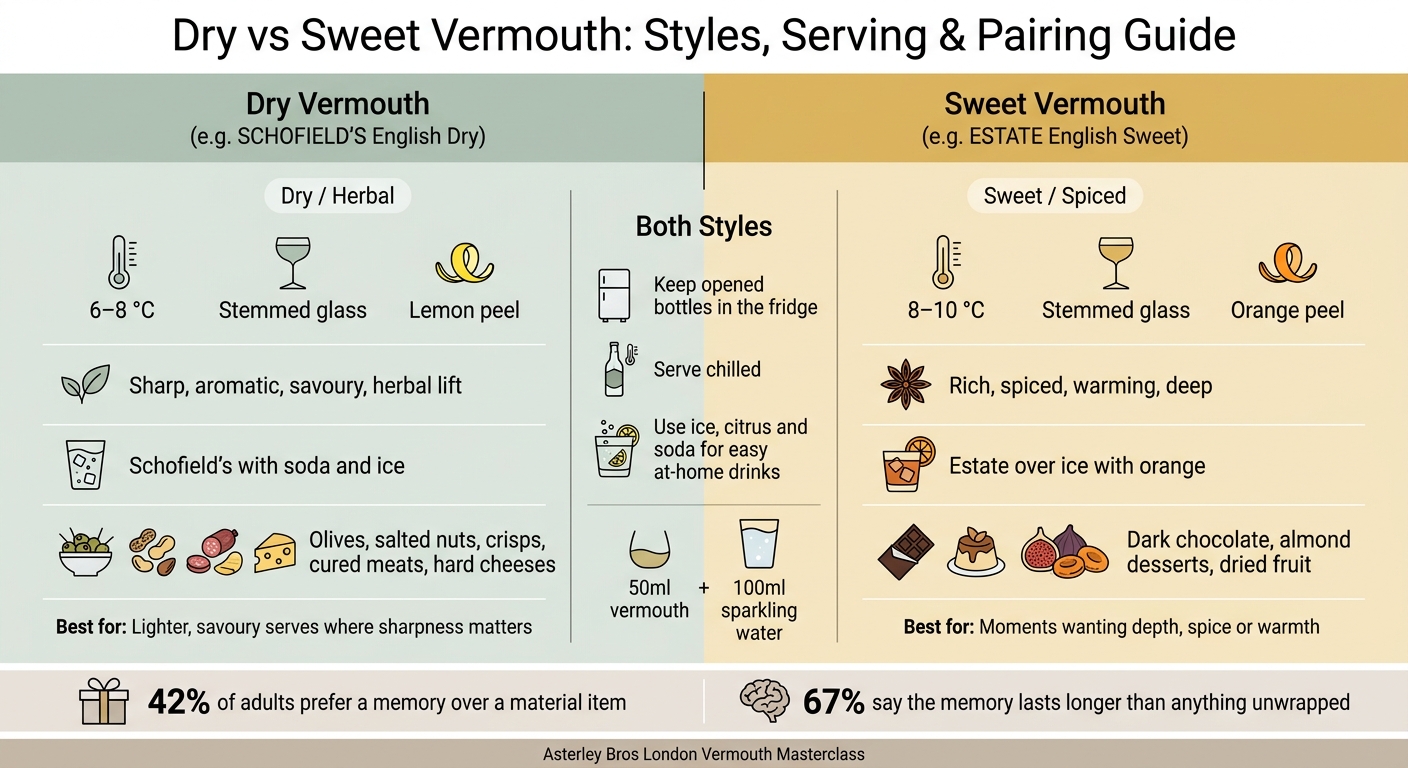 Dry vs Sweet Vermouth: Styles, Serving & Pairing Guide