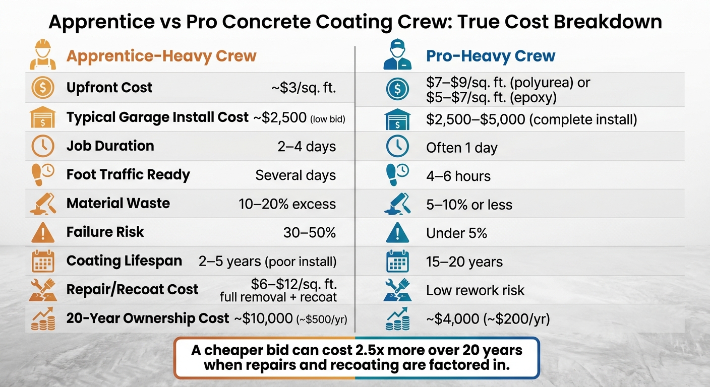 Concrete Coating Labor Cost: Apprentice Vs Pro 1 Apprentice Vs Pro Concrete Coating Crew: True Cost Breakdown