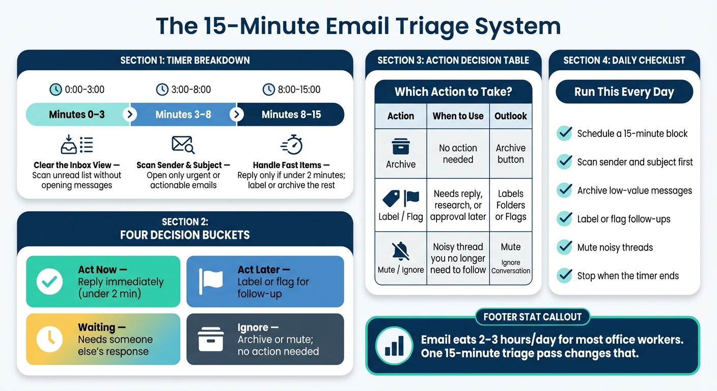 The 15-Minute Email Triage System: Daily Steps for Gmail & Outlook