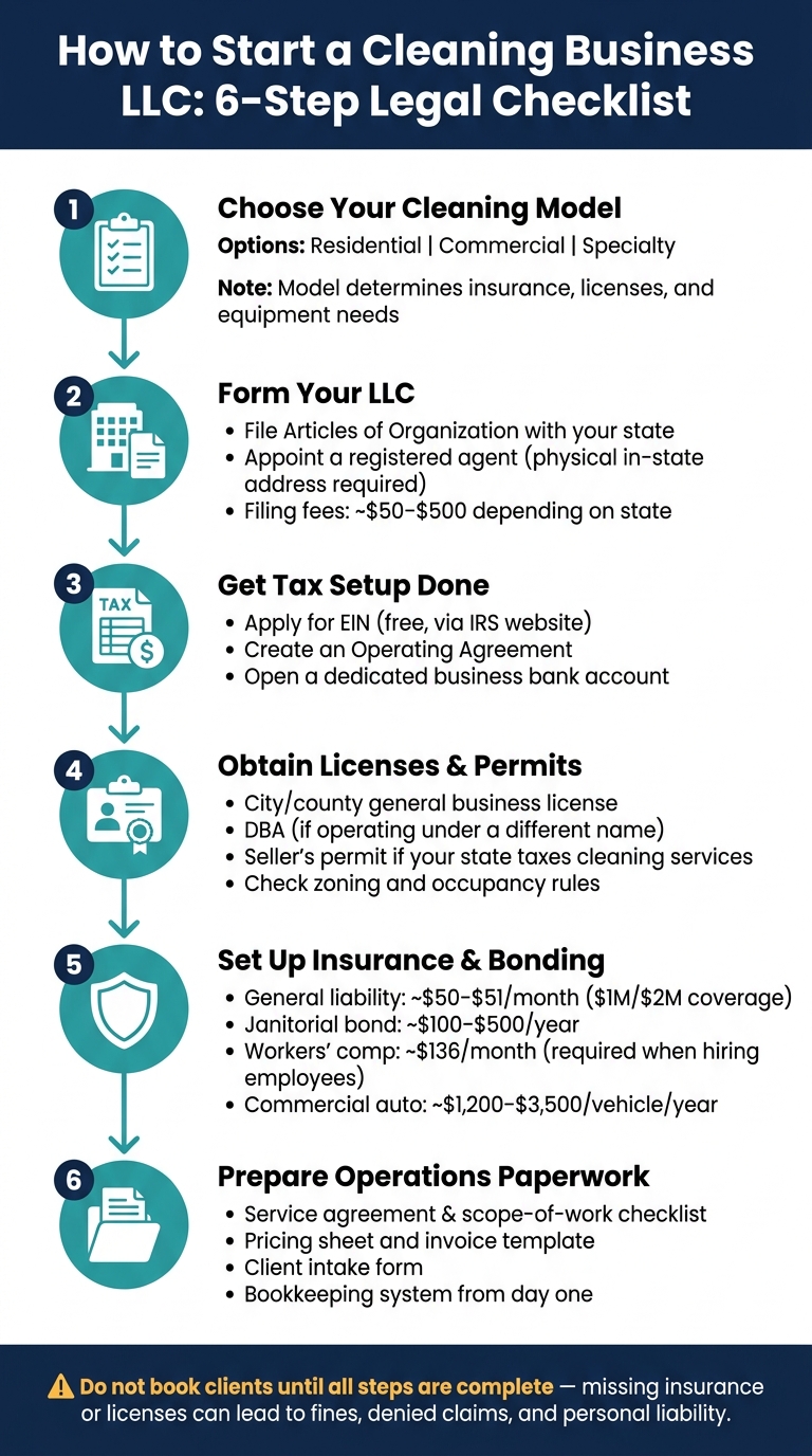 How to Start a Cleaning Business LLC: 6-Step Legal Checklist