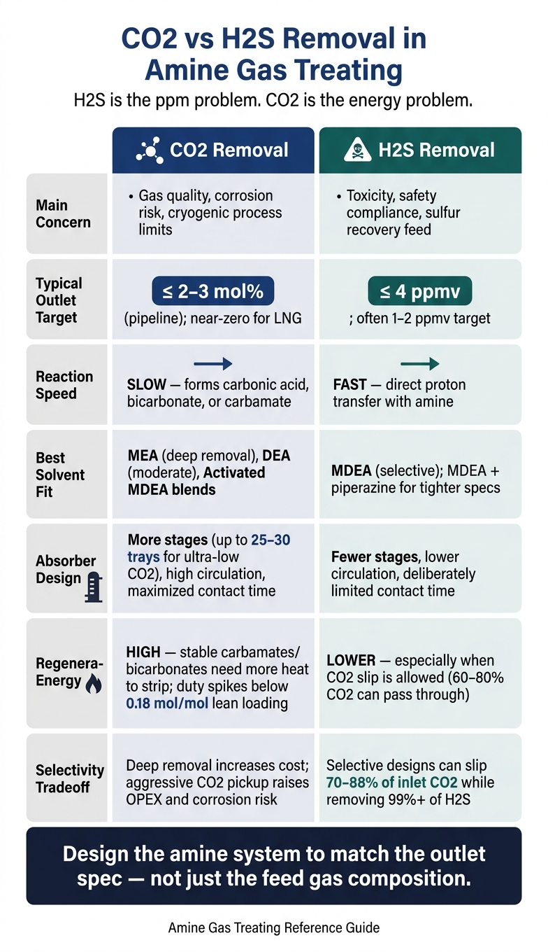 CO2 vs H2S Removal in Amine Gas Treating: Key Differences at a Glance