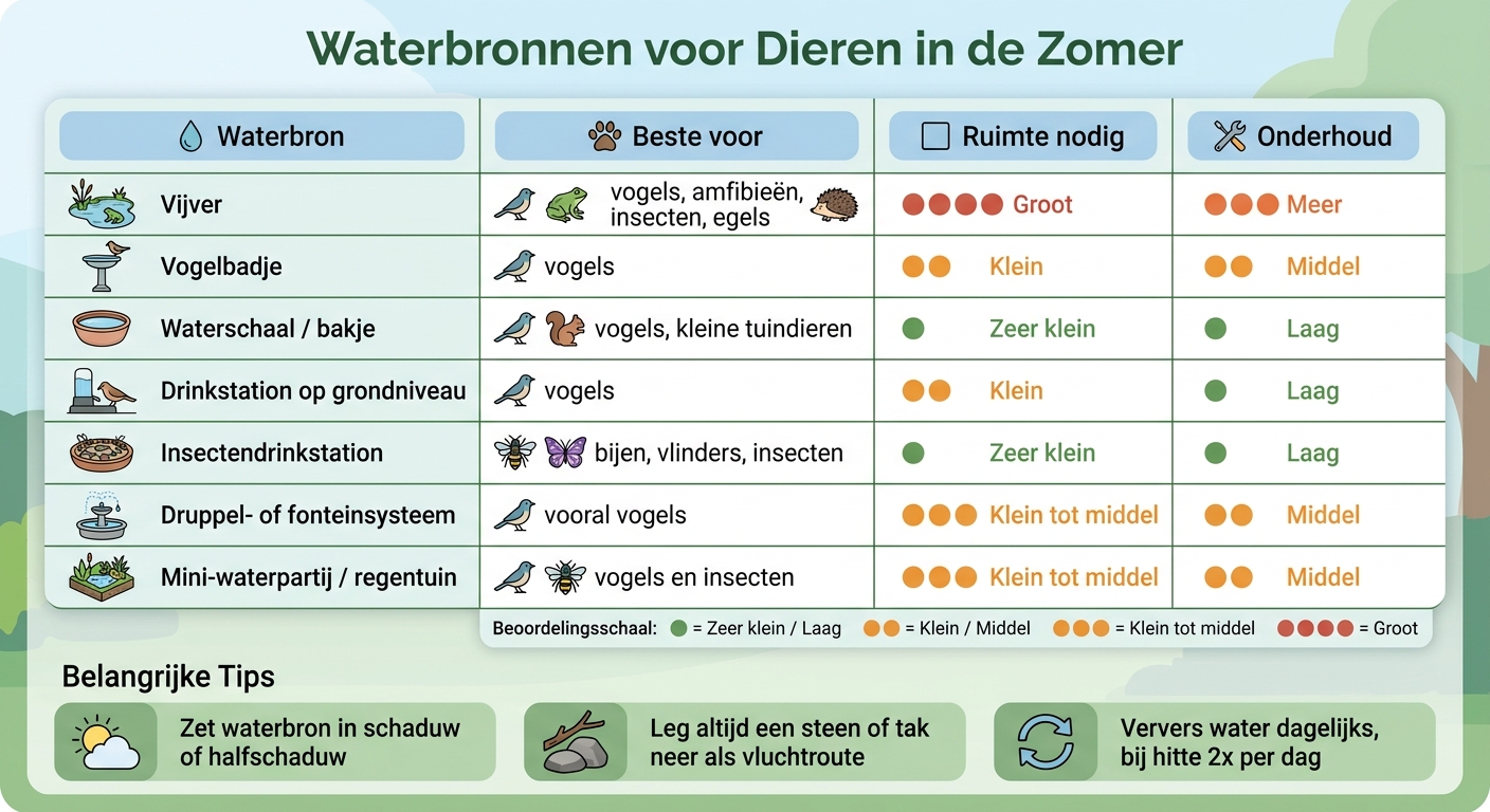 Waterbronnen voor Dieren: Vergelijking op Ruimte, Onderhoud & Gebruik