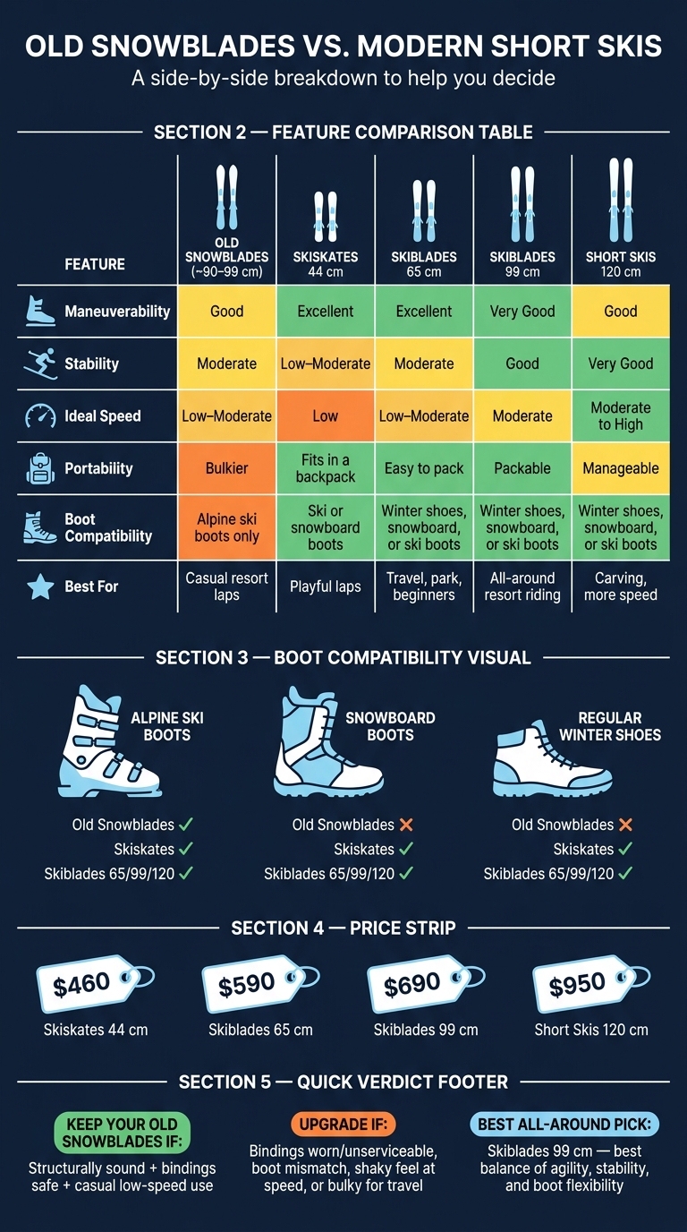 Old Snowblades vs. Modern Short Skis: Full Comparison Guide