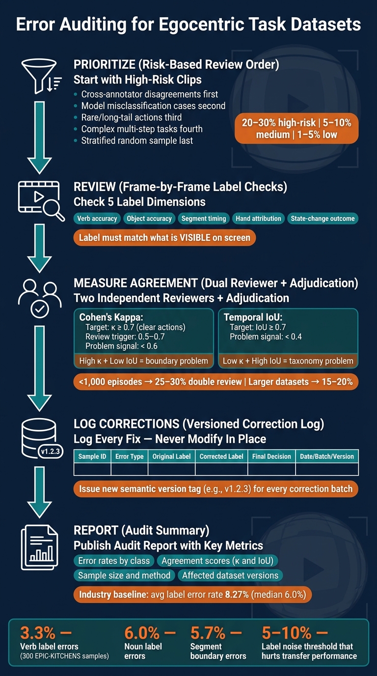Error Auditing Process for Egocentric Task Datasets