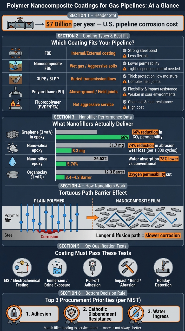Polymer Nanocomposite Coatings for Gas Pipelines: Performance Comparison