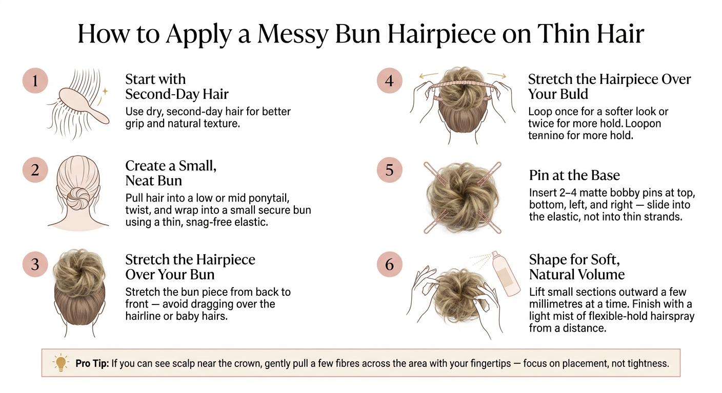 How to Apply a Messy Bun Hairpiece on Thin Hair: Step-by-Step Guide