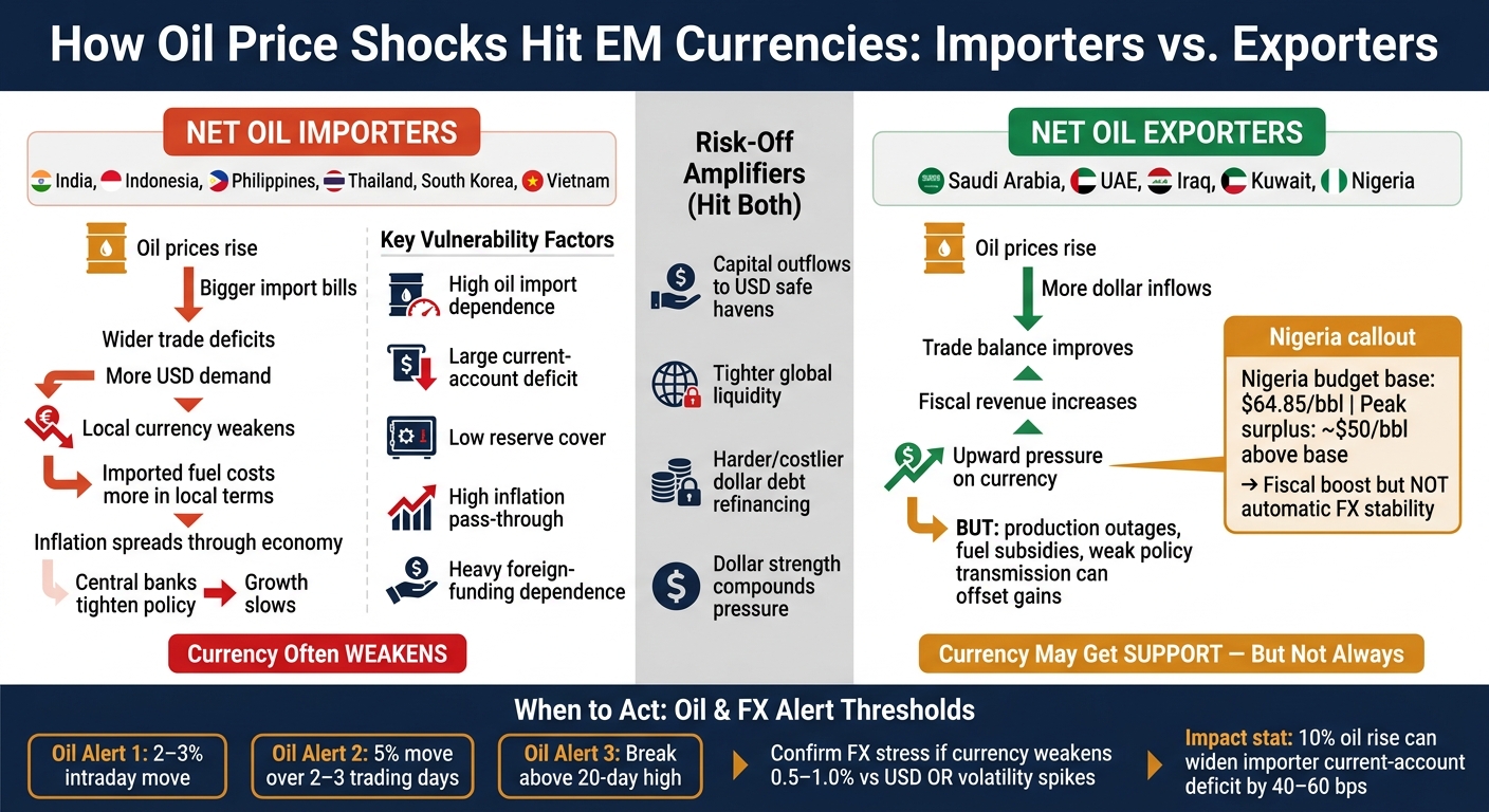 How Oil Price Shocks Hit EM Currencies: Importers vs Exporters