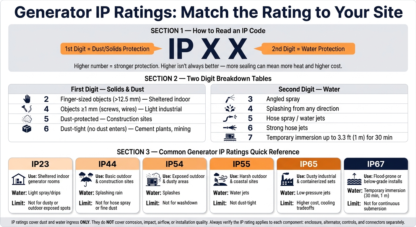 Generator IP Ratings Explained: Dust & Water Protection at a Glance