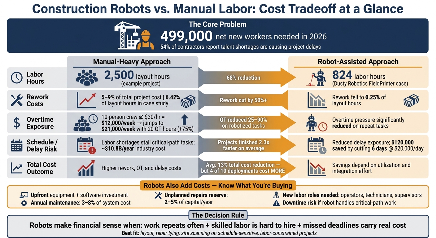 Construction Robots vs. Manual Labor: Cost Tradeoff at a Glance