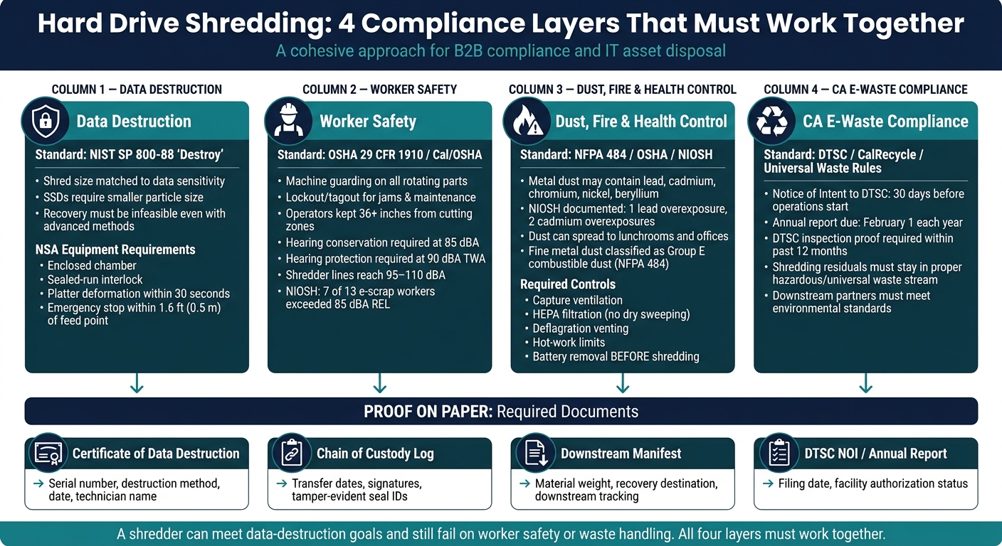 Hard Drive Shredding Compliance Checklist: Data, Safety & E-Waste Standards