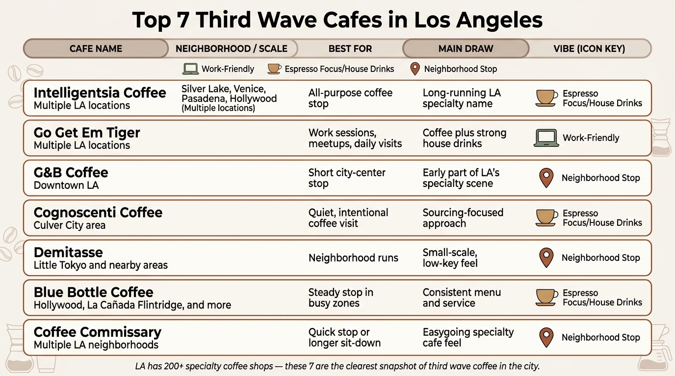 Top 7 Third Wave Cafes in Los Angeles: Side-by-Side Comparison