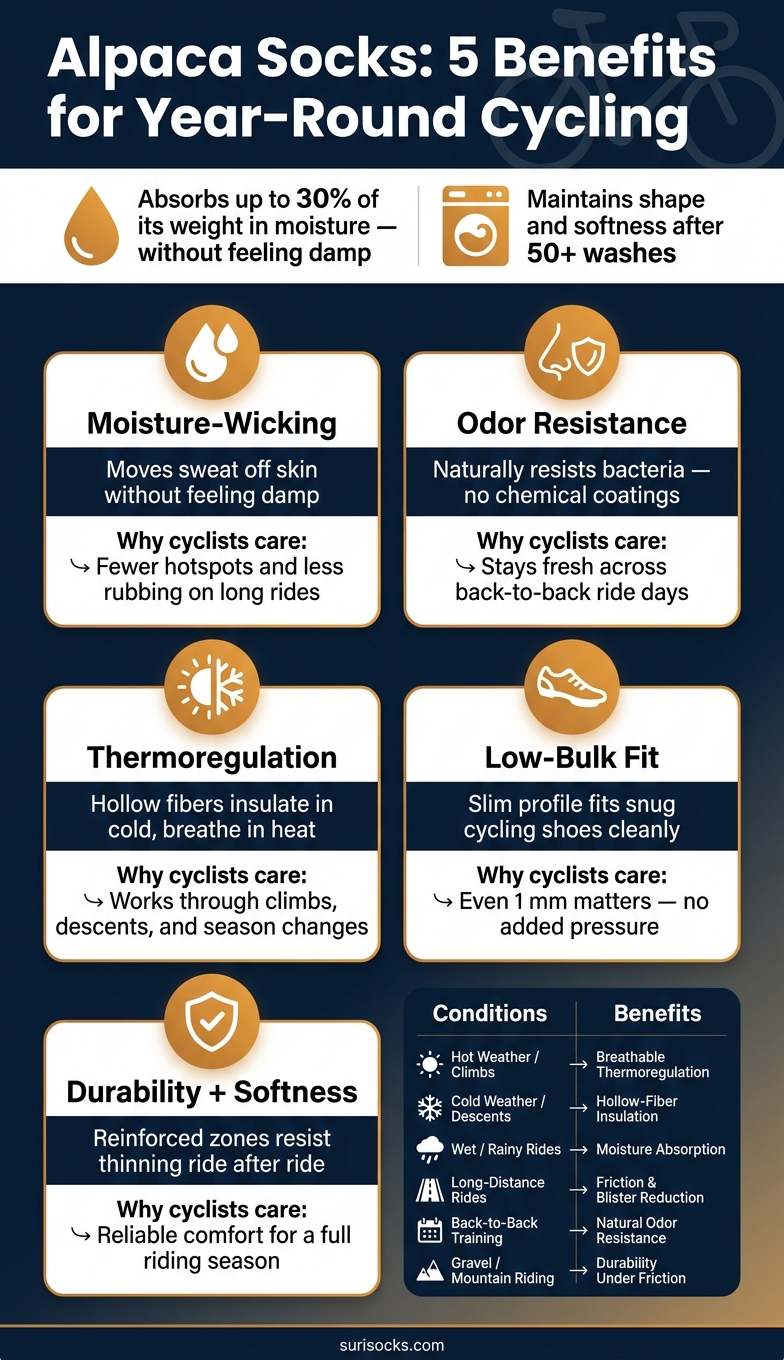 Alpaca Socks vs. Cycling Conditions: 5 Key Benefits at a Glance