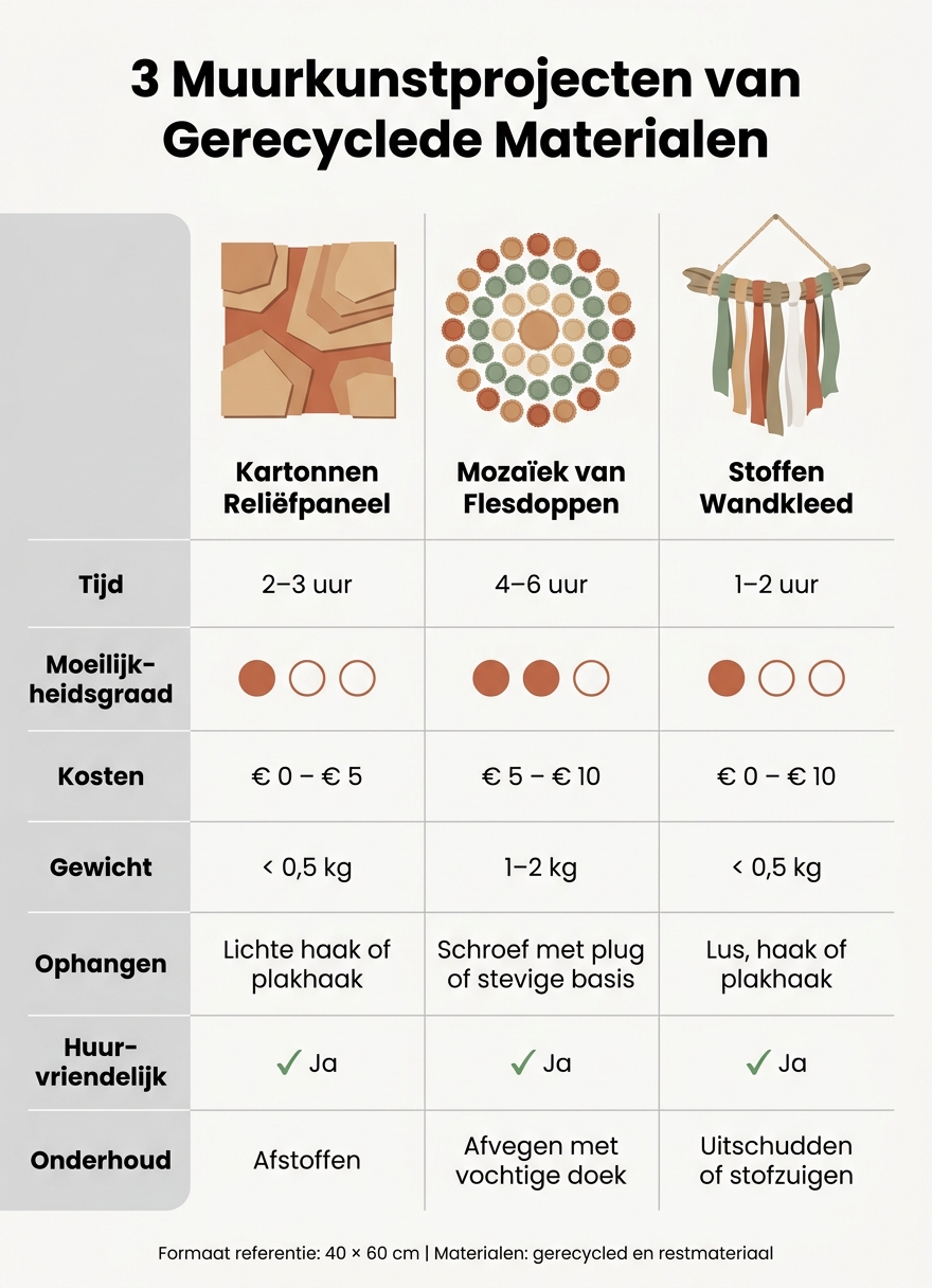 3 Muurkunstprojecten van Gerecyclede Materialen: Vergelijking