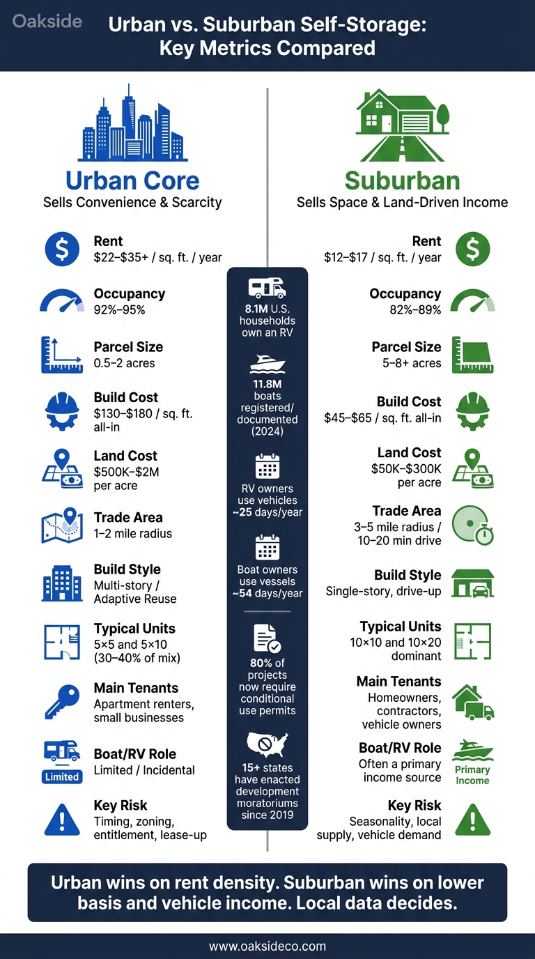 Urban vs. Suburban Self-Storage: Key Metrics Compared