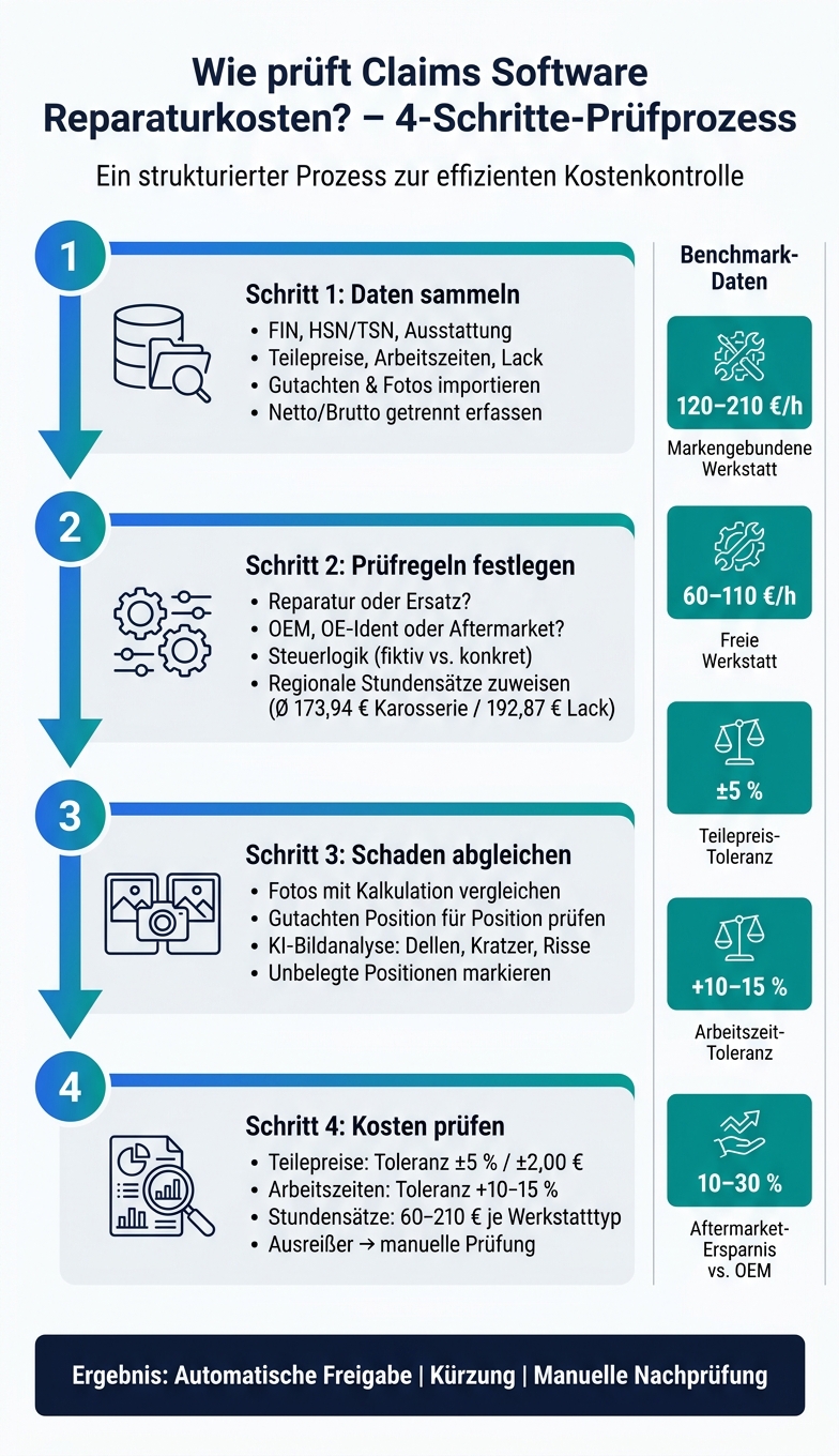Claims Software: 4-Schritte-Prüfprozess für Reparaturkosten