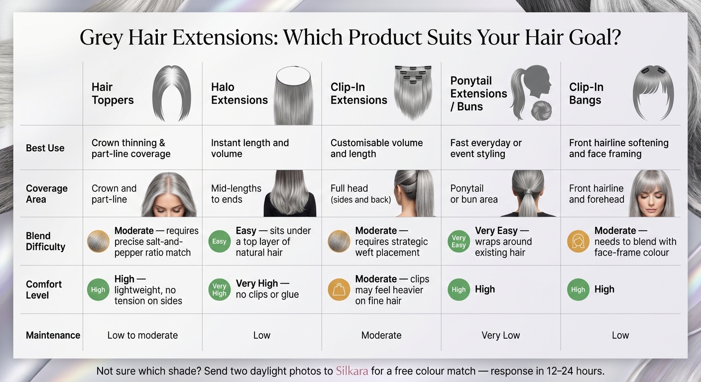 Grey Hair Extensions: Which Product Suits Your Hair Goal?