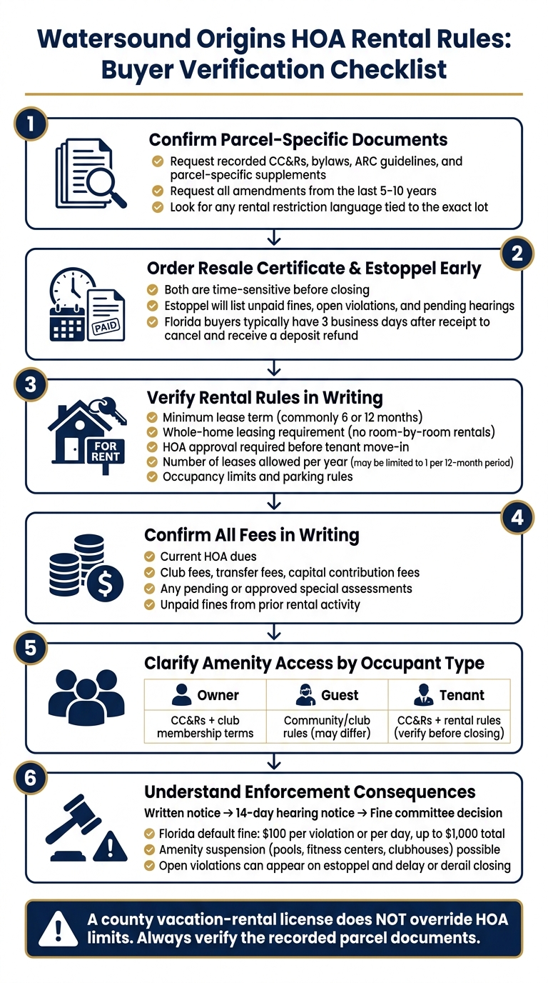 Watersound Origins HOA Rental Rules: Buyer Verification Checklist