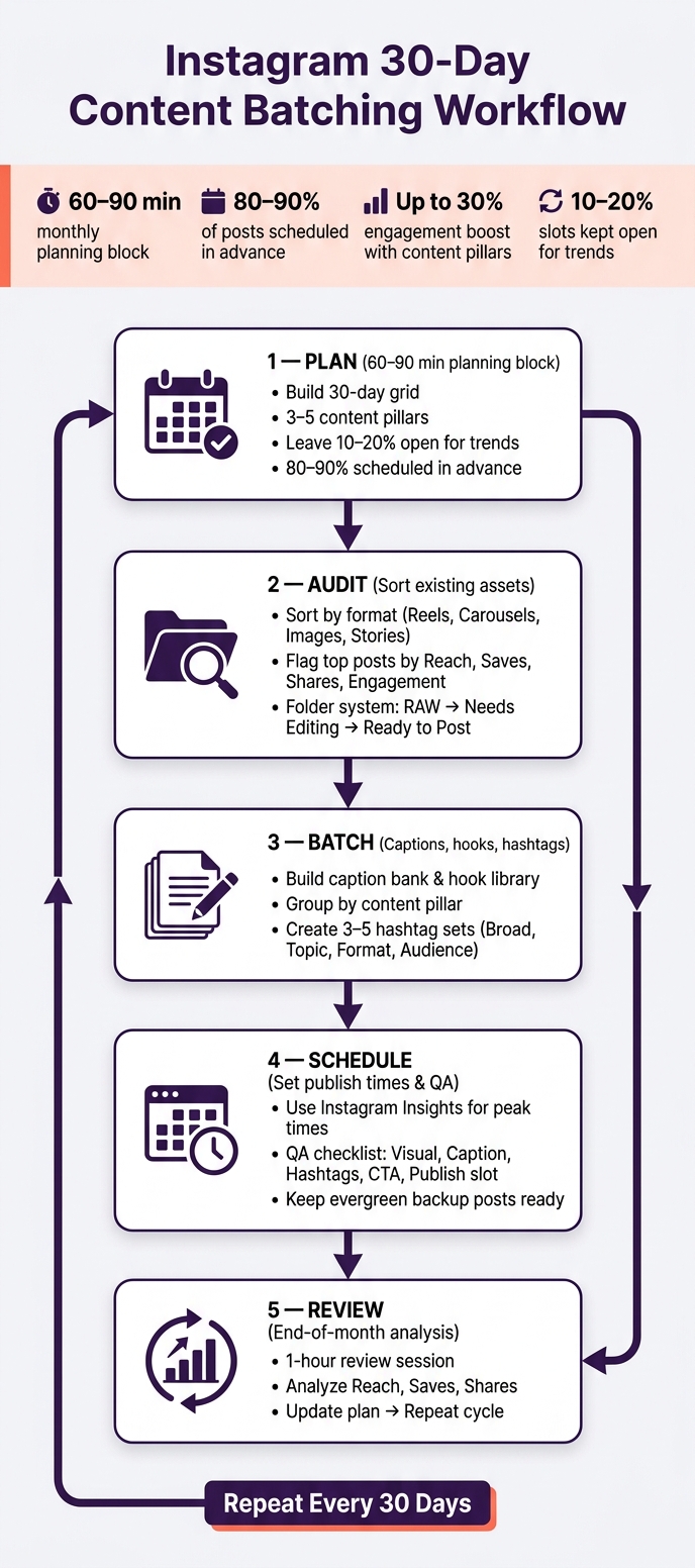Instagram 30-Day Content Batching Workflow