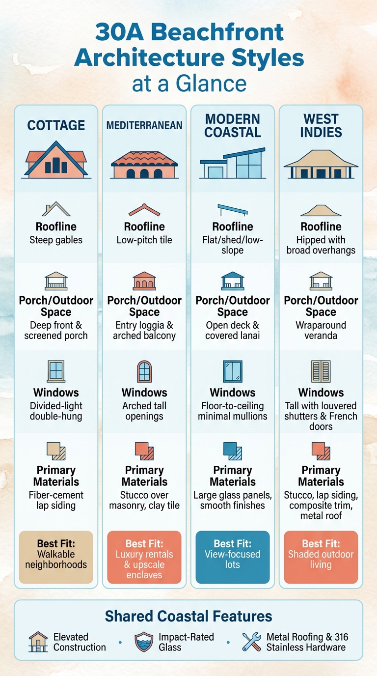 30A Beachfront Architecture Styles: Side-by-Side Comparison